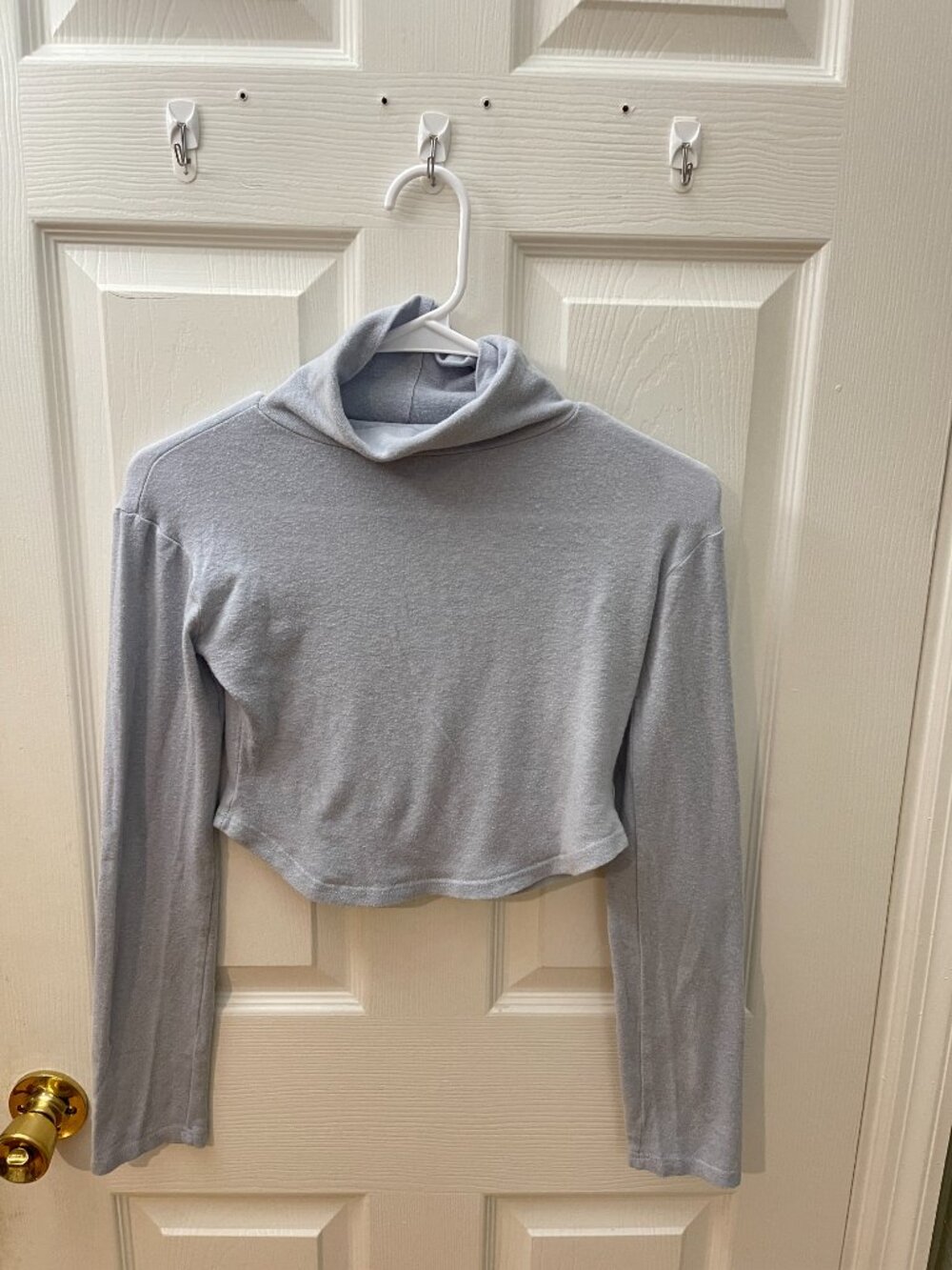 Storets Light Blue Long Sleeve Cropped Mock Neck Top | Size S